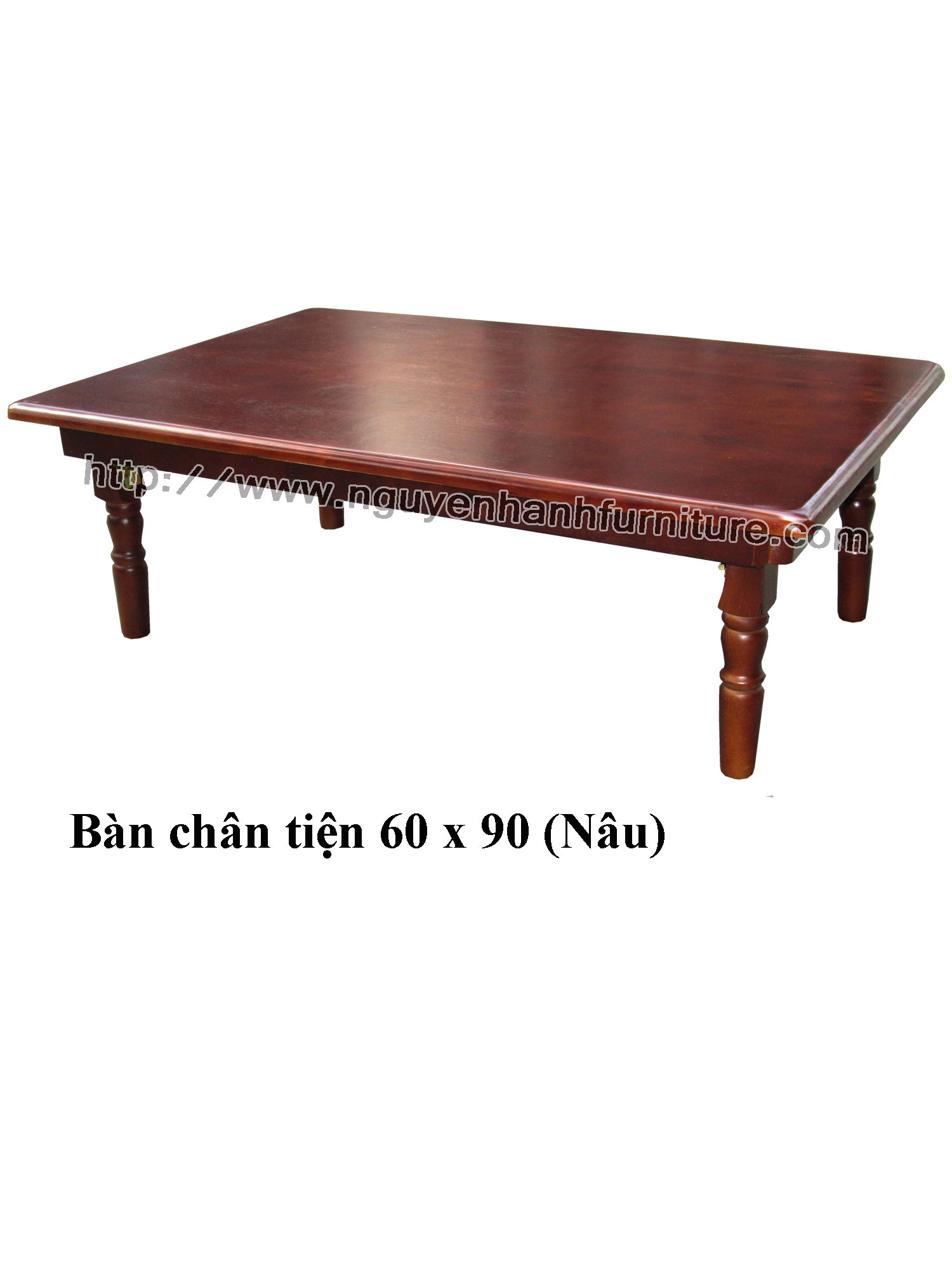 Name product: 6 x 9 Tea Table with turnery legs (Brown) - Dimensions: 60 x 90c x 30 (H) - Description: Wood natural rubber